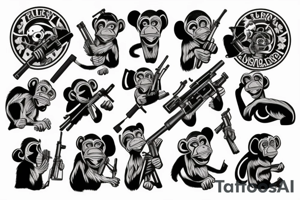 monkey with ak47 tattoo idea