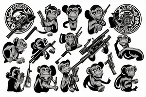 monkey with ak47 tattoo idea