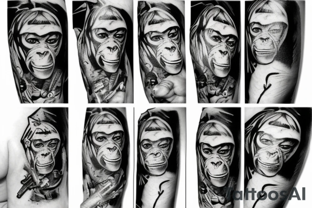 monkey with ak 47 tattoo idea