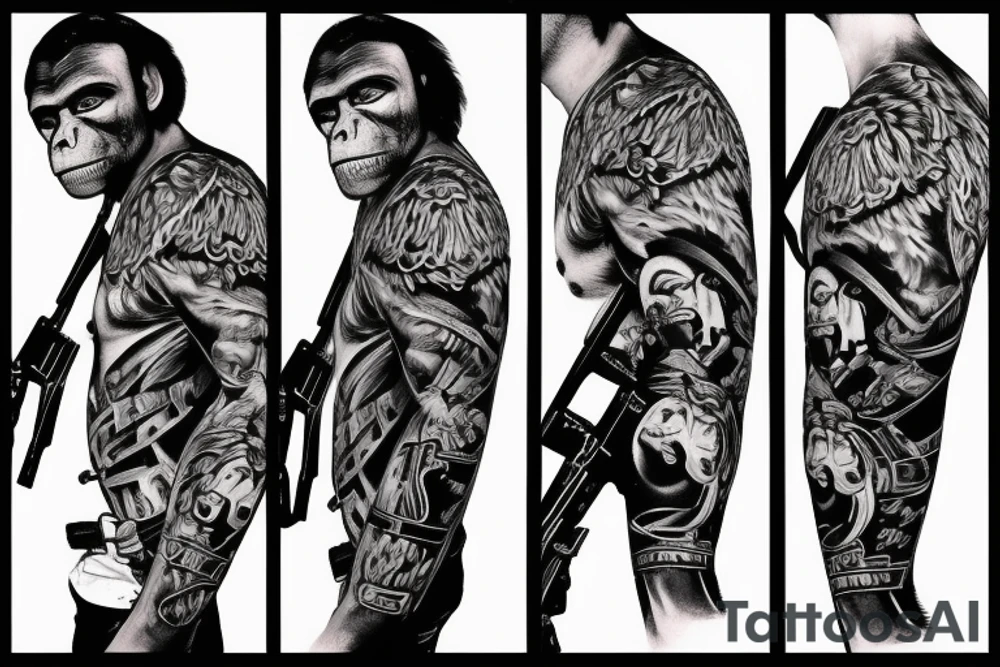 monkey with ak 47 tattoo idea