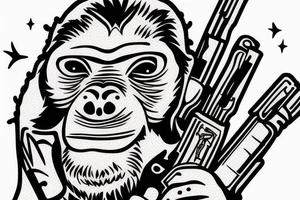 monkey with ak 47 tattoo idea