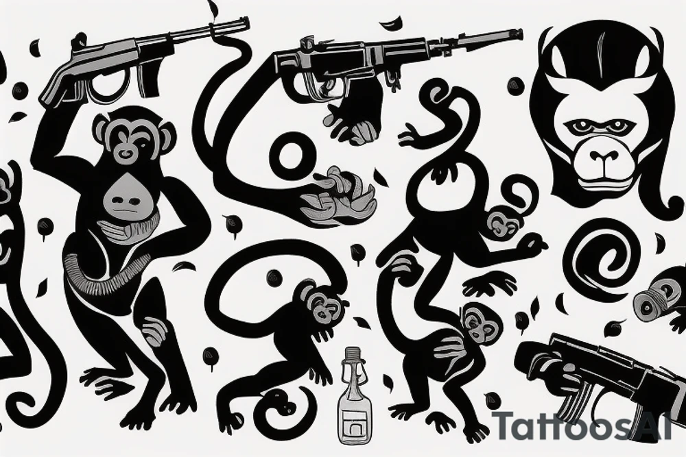 monkey with ak 47 tattoo idea