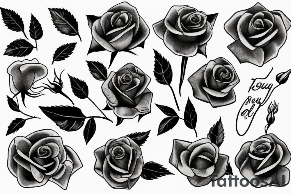 symbolizing strength with a rose shaded tattoo idea