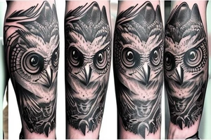 crazy cool looking owl half sleeve tattoo idea