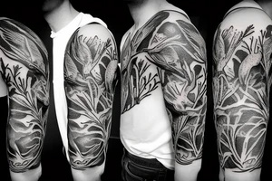 a cleaver, a rib eye, a sprig of rosemary and a wild animal tattoo idea