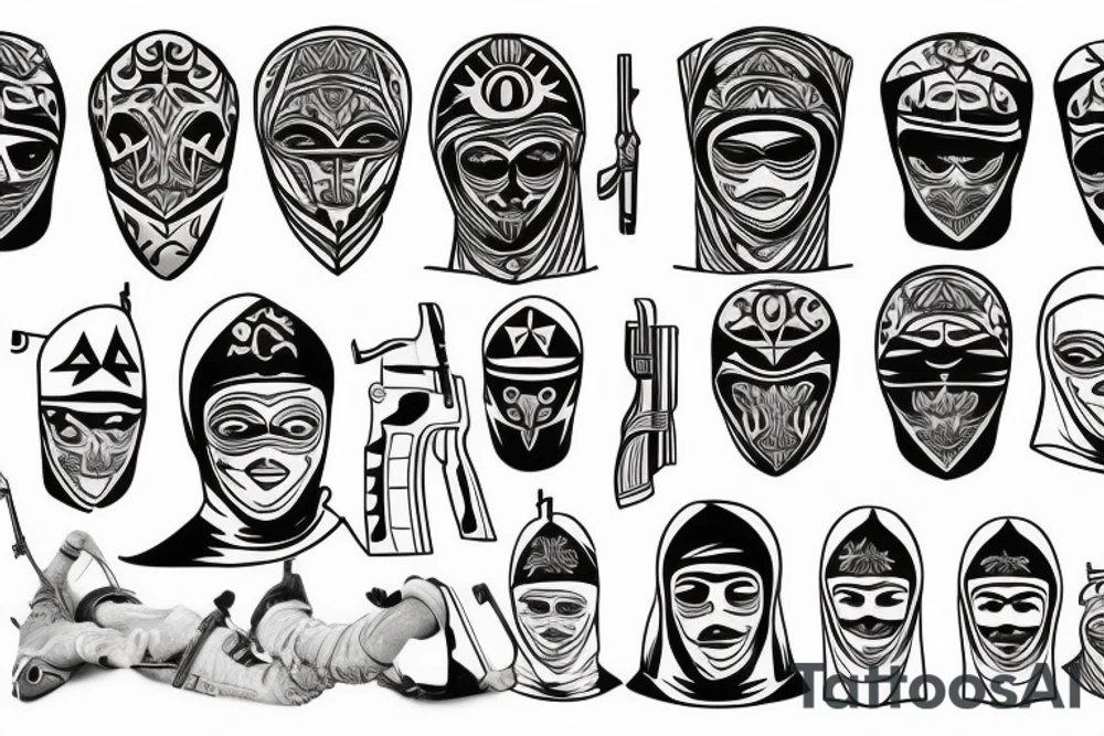 Young turkish Boy who has a gun, wears mask, travels to Agypt and Visits Pyramids. tattoo idea