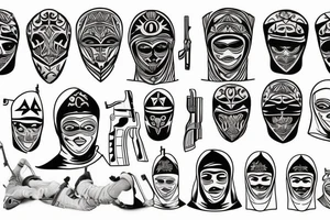 Young turkish Boy who has a gun, wears mask, travels to Agypt and Visits Pyramids. tattoo idea