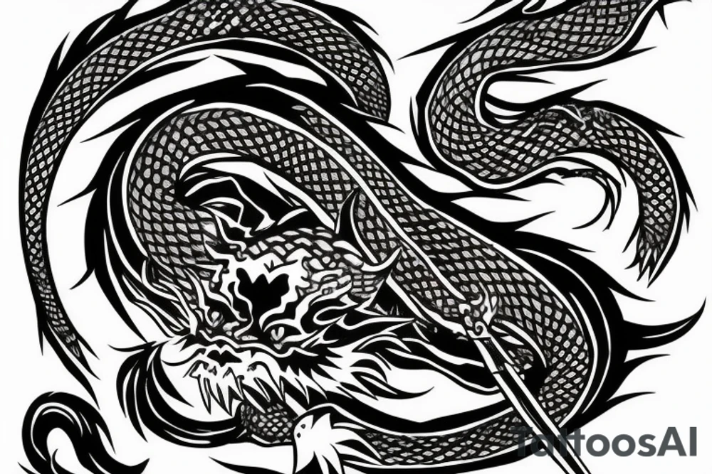 Dragon negro katana tattoo idea