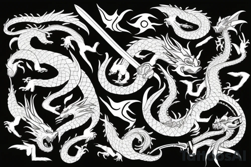 Dragon negro katana tattoo idea