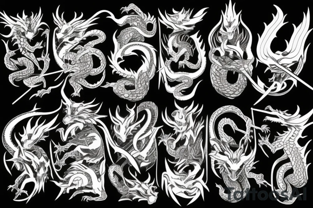 Dragon negro katana tattoo idea
