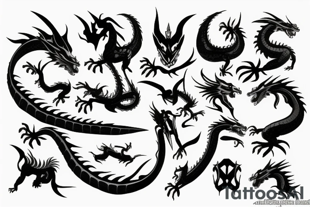 Dragon negro katana tattoo idea