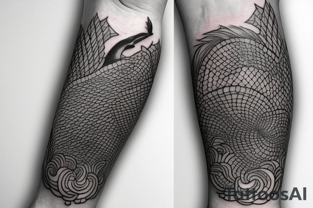 Dolphin tatoo with flames tattoo idea