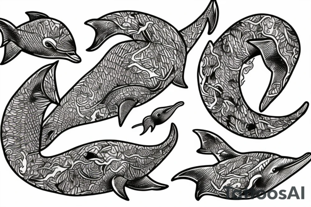 Dolphin tatoo with flames tattoo idea