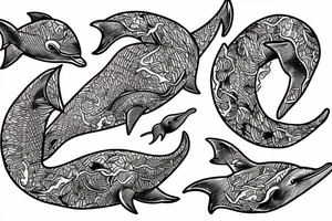 Dolphin tatoo with flames tattoo idea