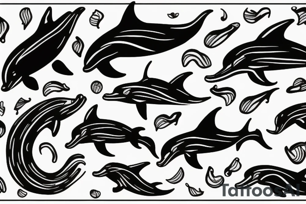 Dolphins on flames tattoo idea