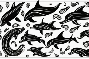 Dolphins on flames tattoo idea