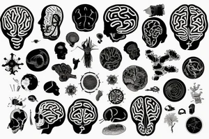a brain done with vectors,
over a world map, and a spinal chord tattoo idea