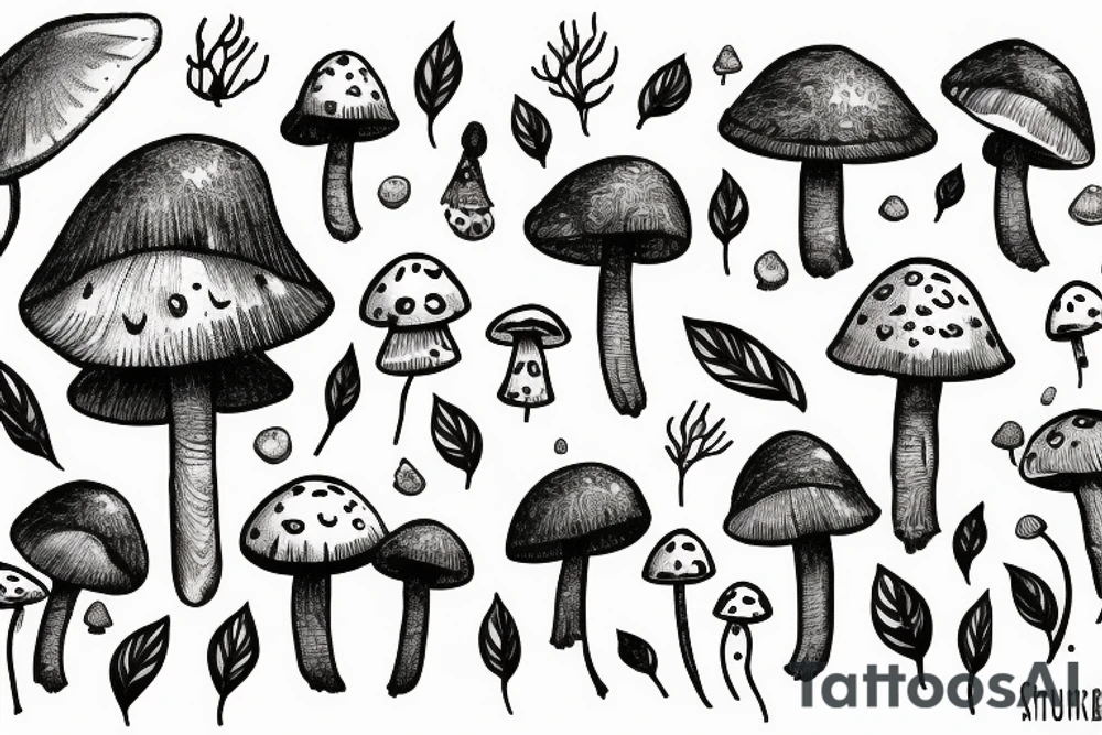 Astronaut walking through a mushroom grove tattoo idea Astronaut walking through a mushroom grove tattoo idea