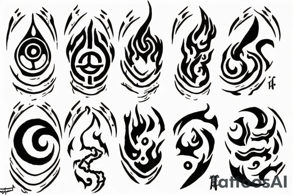 Avatar the last airbender Earth air water fire forearm tattoo tattoo idea
