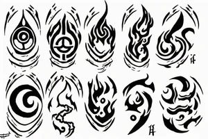 Avatar the last airbender Earth air water fire forearm tattoo tattoo idea