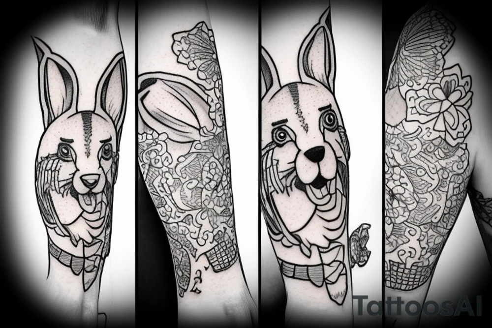 Hound chasing a rabbit tattoo idea
