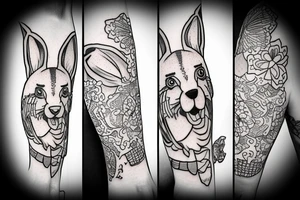 Hound chasing a rabbit tattoo idea