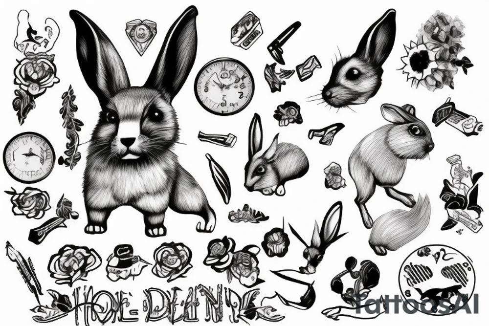 Hound chasing a rabbit tattoo idea