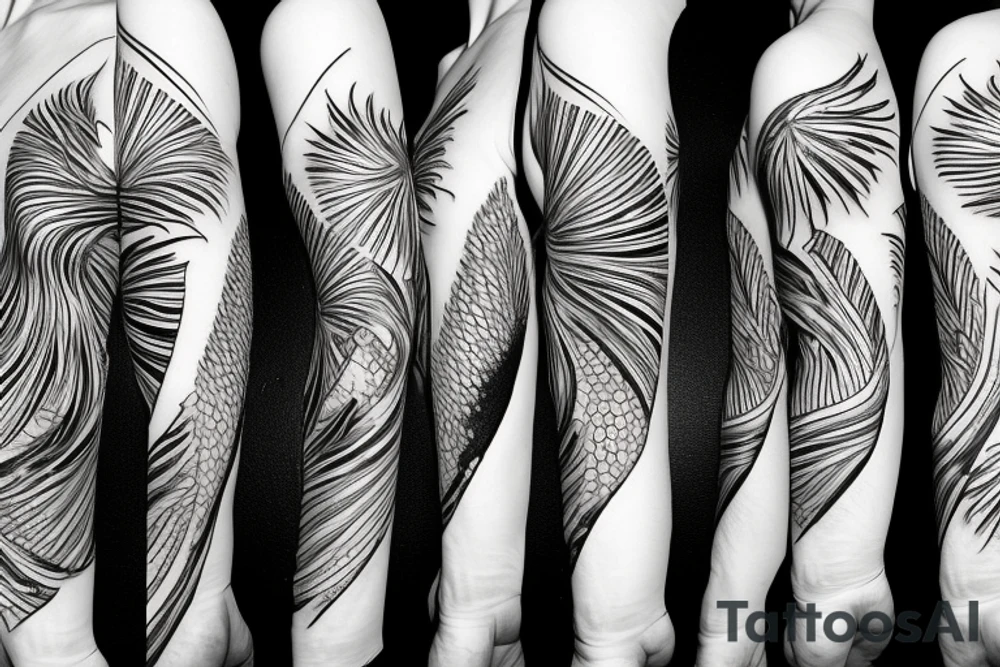 six herons standing in the pool of water tattoo idea