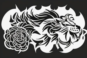 Fierce lion with flowers/leaves tattoo idea