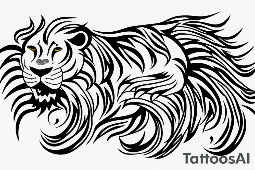 Fierce lion with flowers/leaves tattoo idea