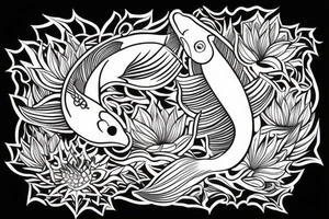 koi fish with a lotus in the center tattoo idea
