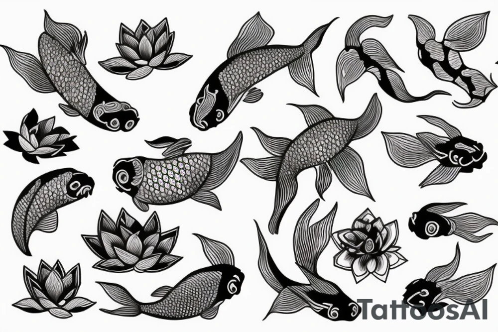 koi fish with a lotus in the center tattoo idea