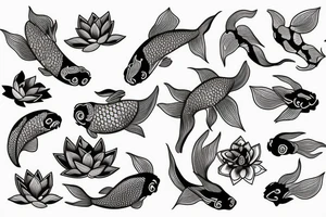 koi fish with a lotus in the center tattoo idea