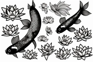 koi fish around a lotus tattoo idea