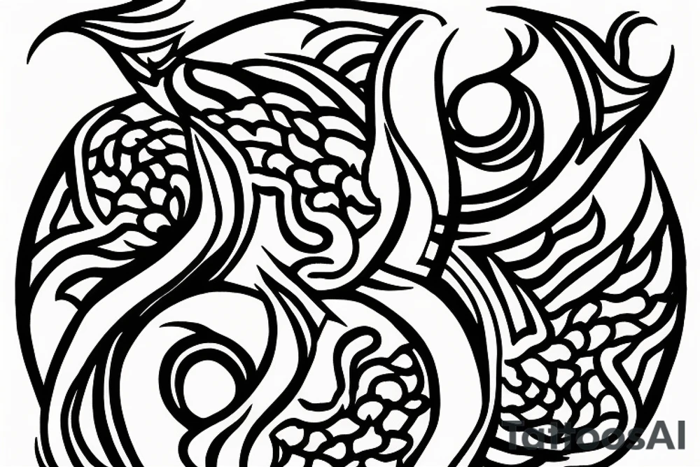 2 koi fish in a yin yang pattern with a lotus in the center tattoo idea