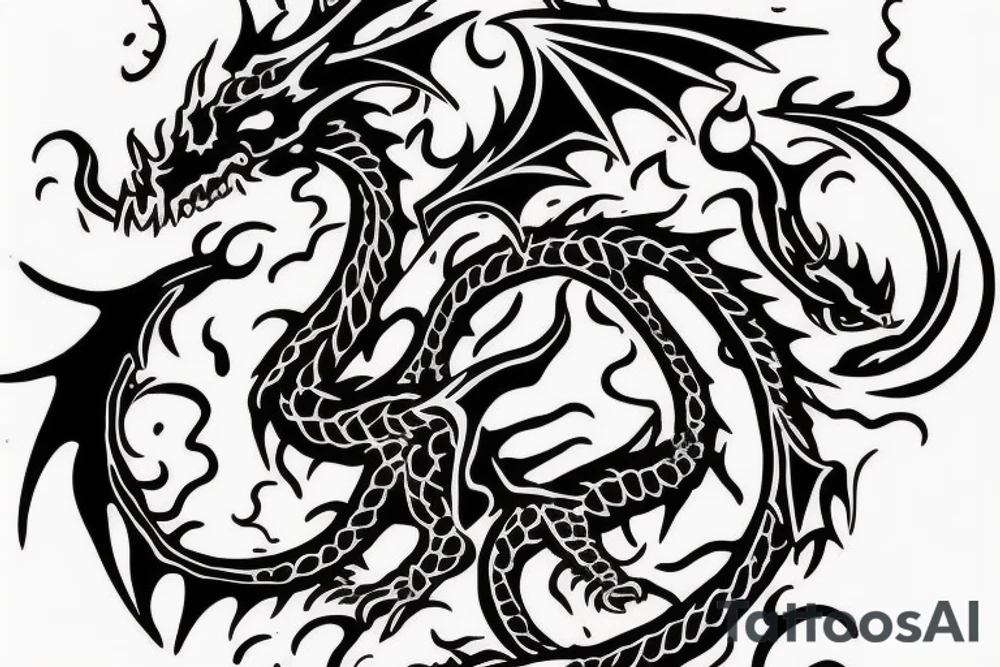 Dragon holding orb, back tattoo, red eyes, kaido tattoo idea