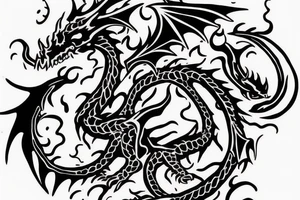 Dragon holding orb, back tattoo, red eyes, kaido tattoo idea