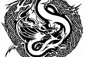 Dragon holding orb, back tattoo, red eyes tattoo idea