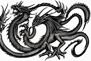 Dragon holding orb, back tattoo, red eyes tattoo idea