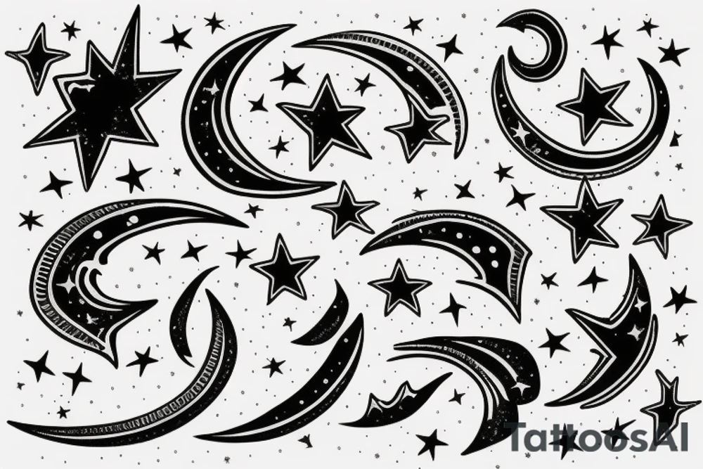 crescent with star tattoo idea