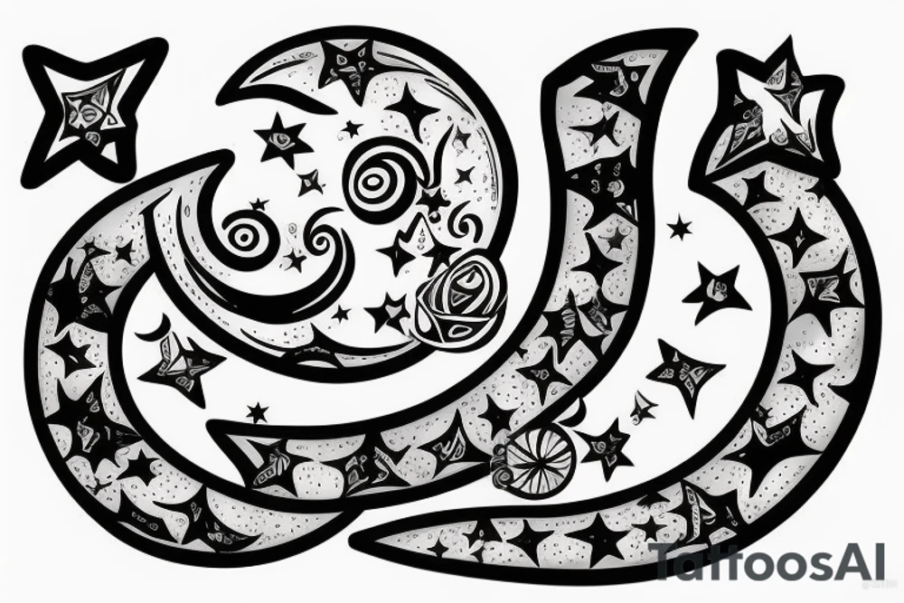 crescent with star tattoo idea