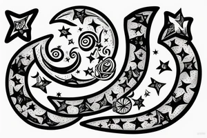 crescent with star tattoo idea