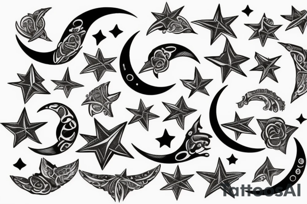 crescent and star tattoo idea