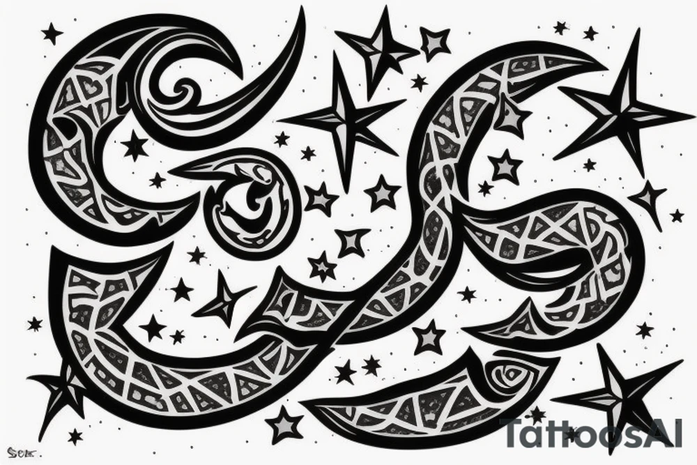 crescent and star tattoo idea