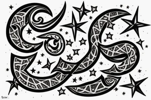 crescent and star tattoo idea
