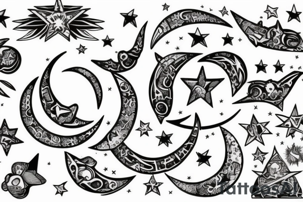 crescent and star tattoo idea
