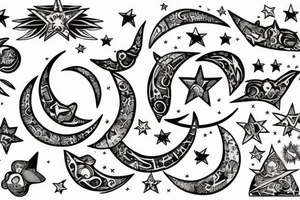crescent and star tattoo idea