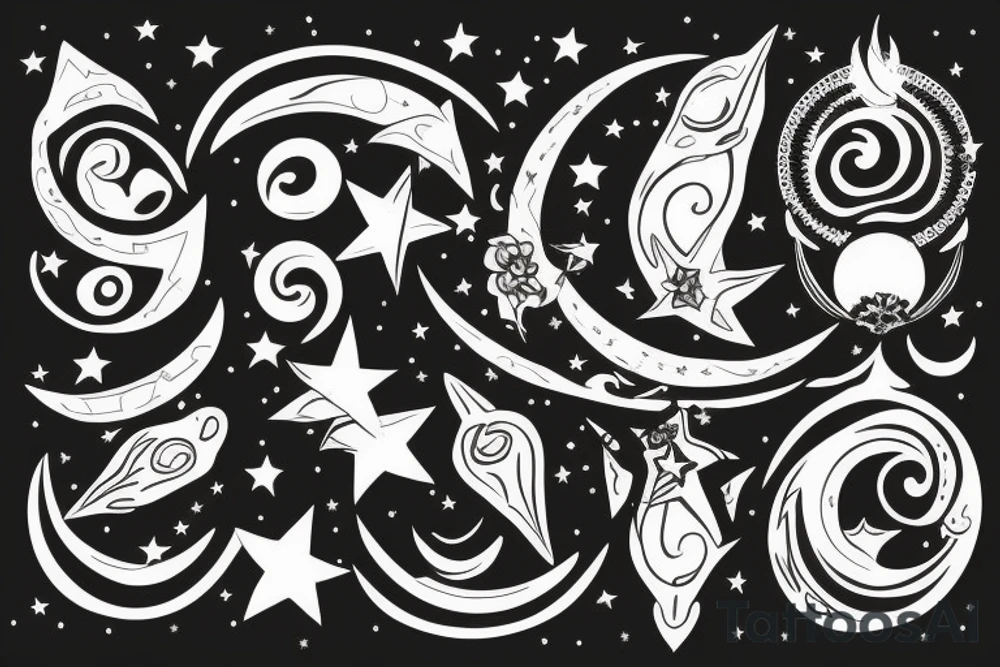 crescent and star tattoo idea
