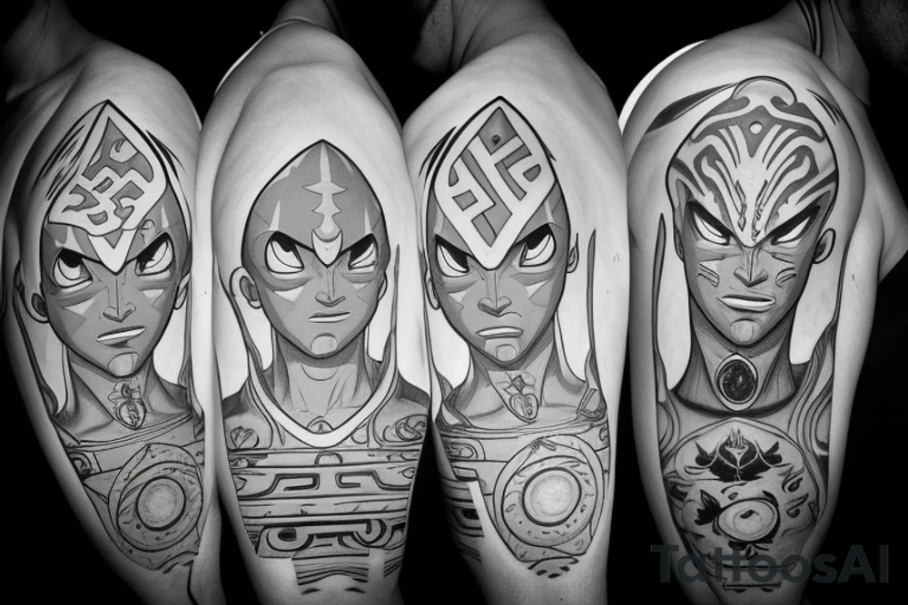 avatar aang bending all four elements tattoo idea