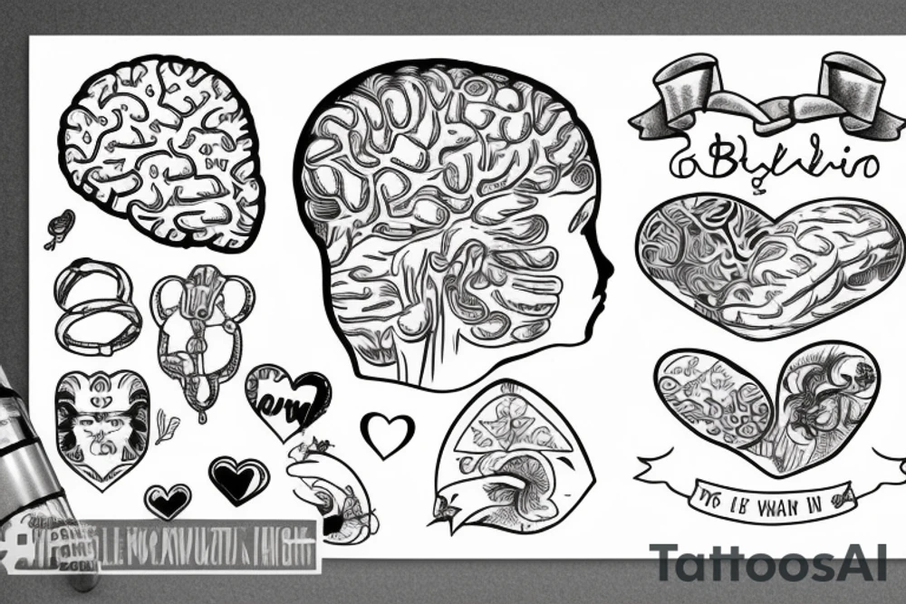 the brain talking to the heart tattoo idea